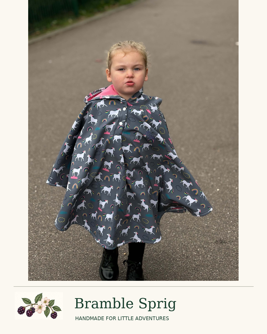 Grey unicorn Bramble Sprig poncho